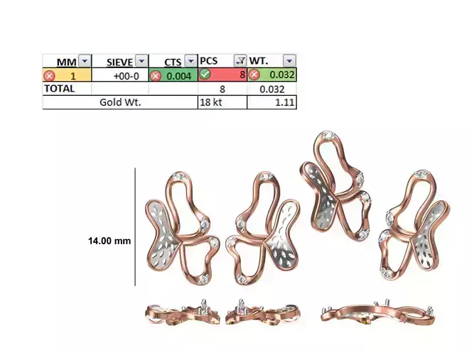 Women Diamond Earring STL OBJ FBX JCD Details