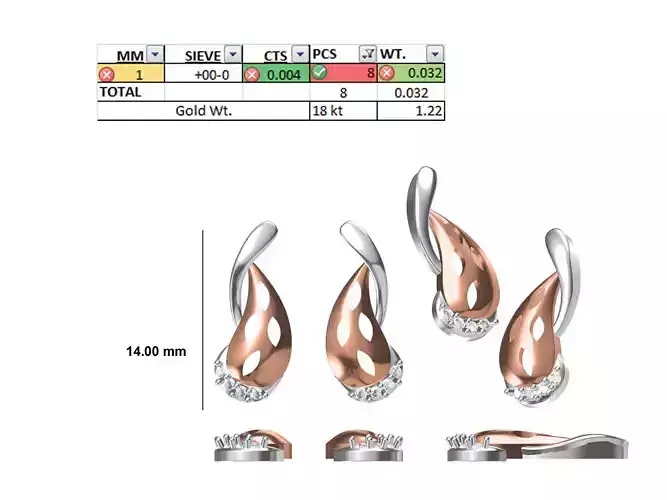 Women Diamond Earring STL OBJ FBX JCD Details