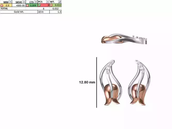 Women Diamond Earring STL OBJ FBX JCD Details