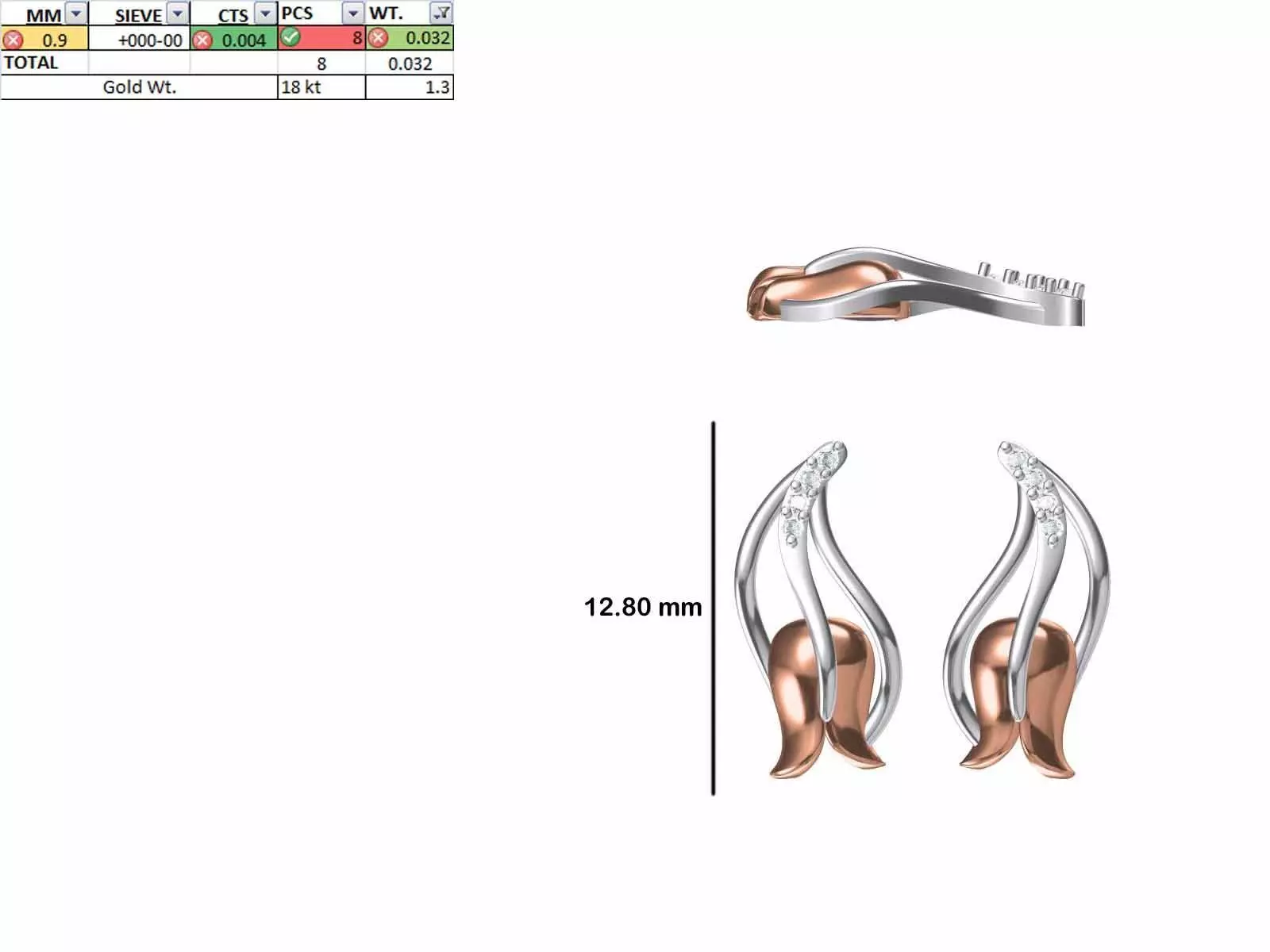 Women Diamond Earring STL OBJ FBX JCD Details 3D print model_0