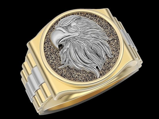 Eagle Man Ring silver gold printable jewelry 3D print model