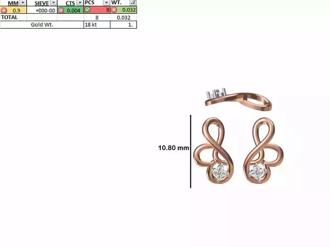 Women Diamond Earring STL OBJ FBX JCD Details