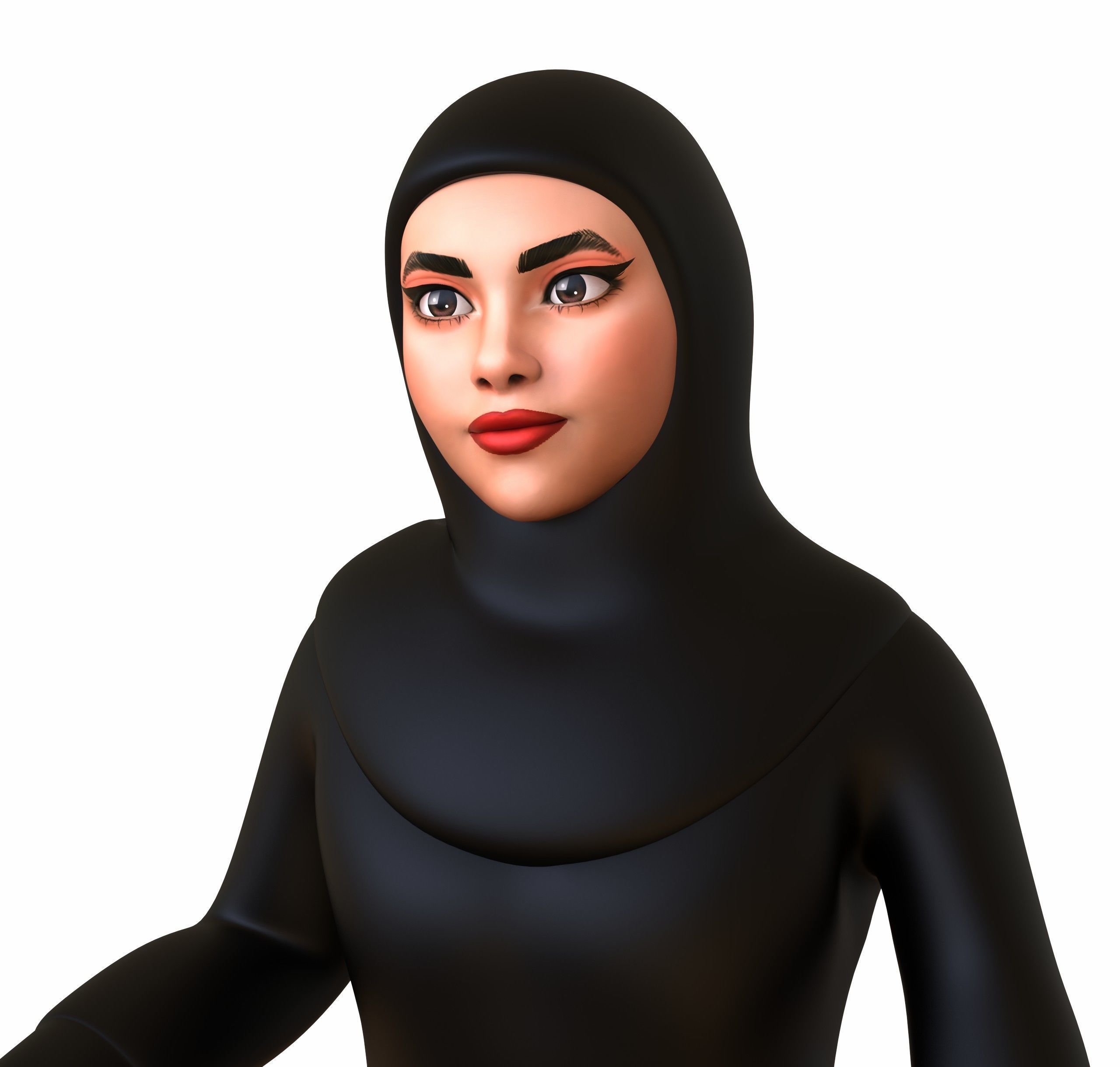 Arab woman stylized character Low-poly 3D model_106
