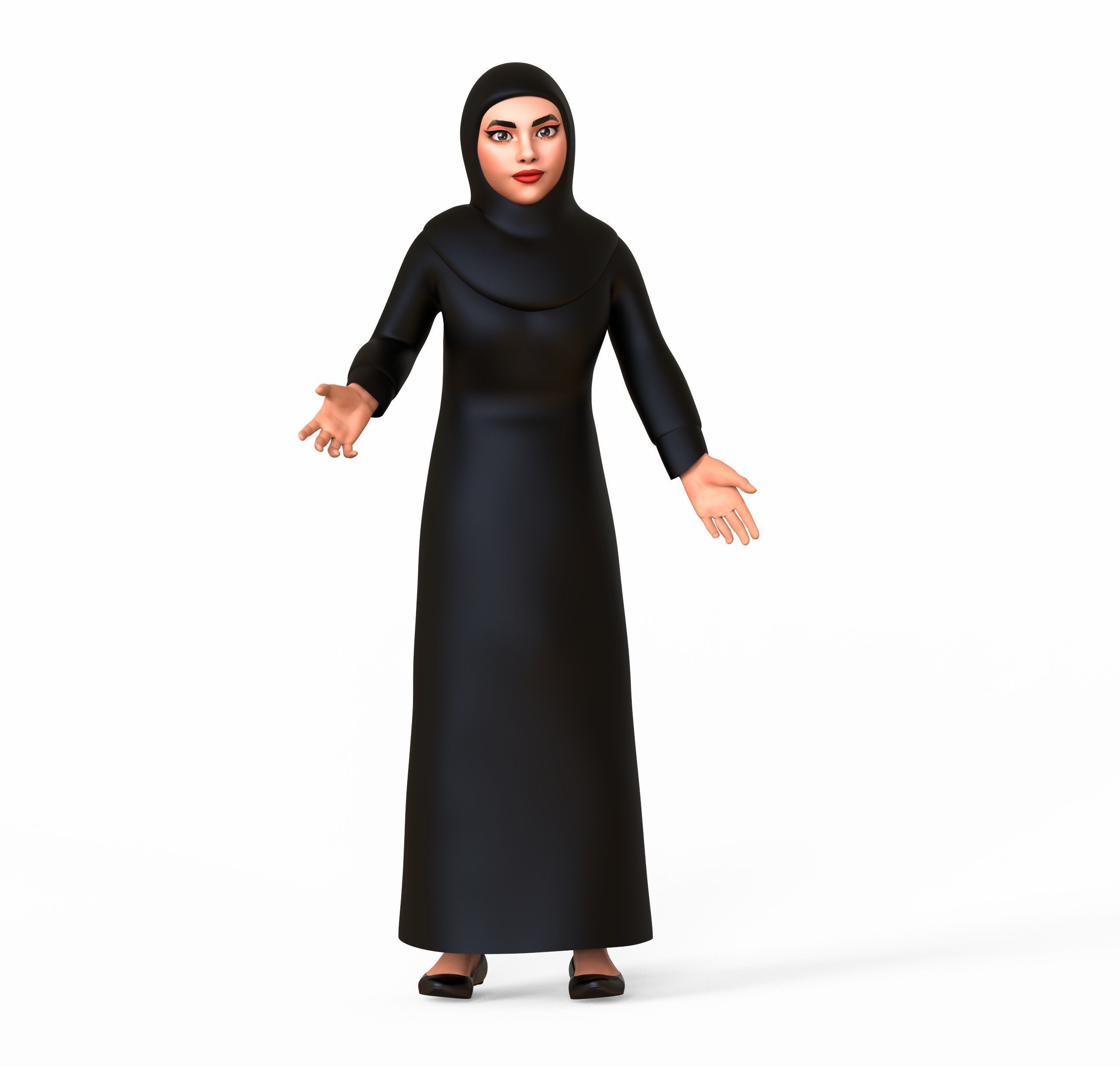 Arab woman stylized character Low-poly 3D model_48