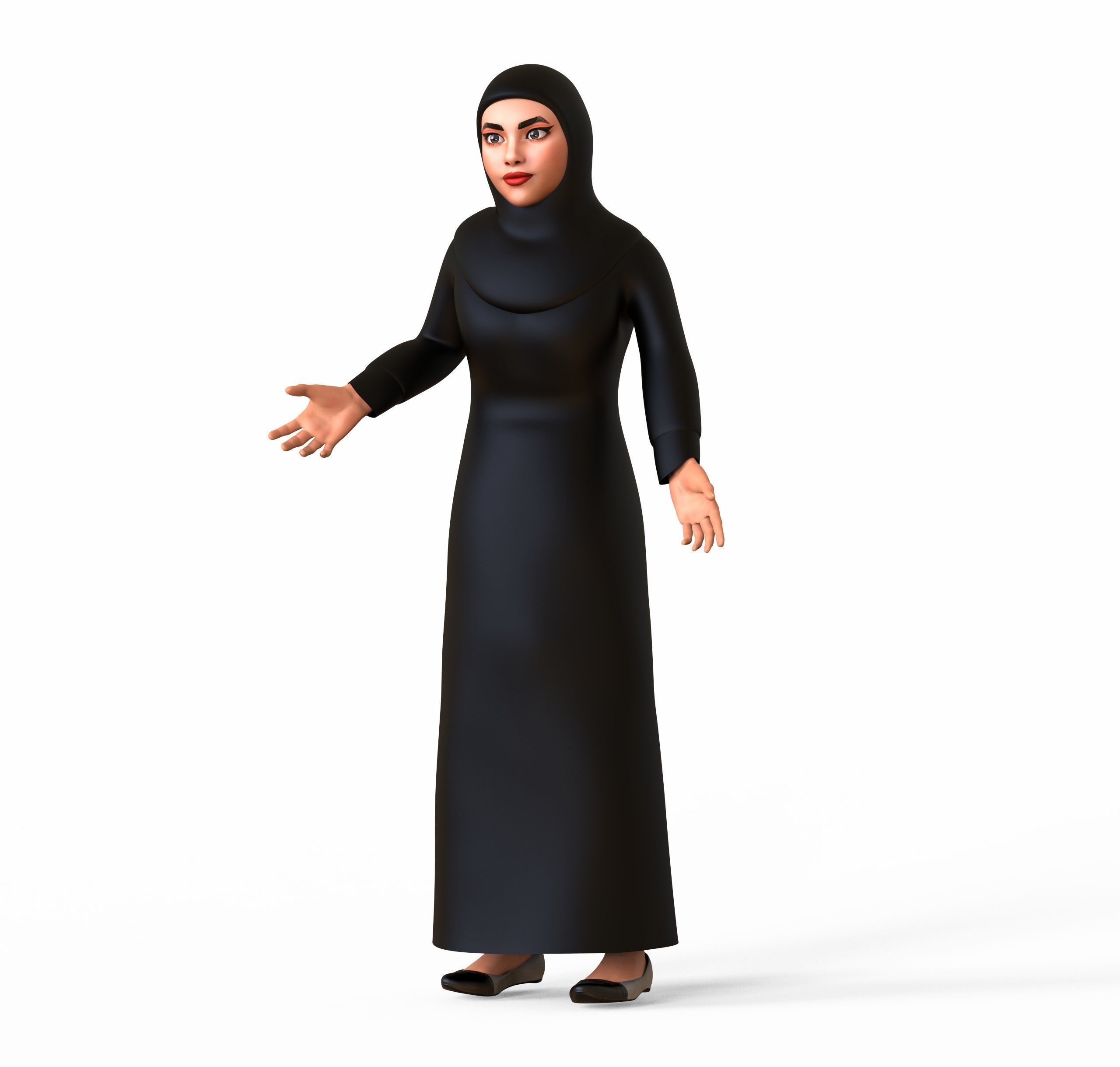 Arab woman stylized character Low-poly 3D model_19