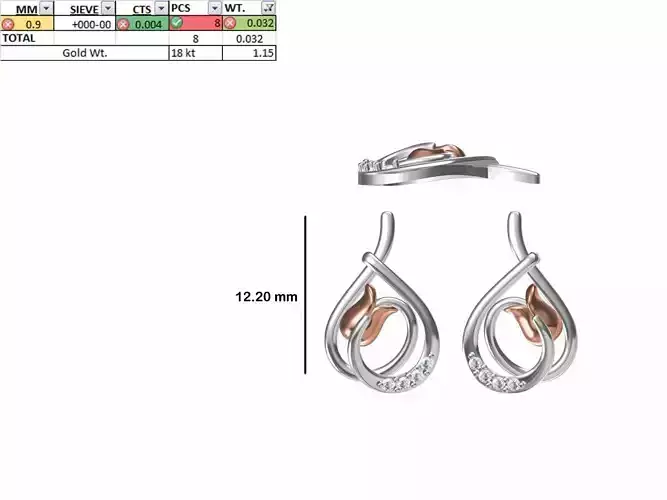 Women Diamond Earring STL OBJ FBX JCD Details