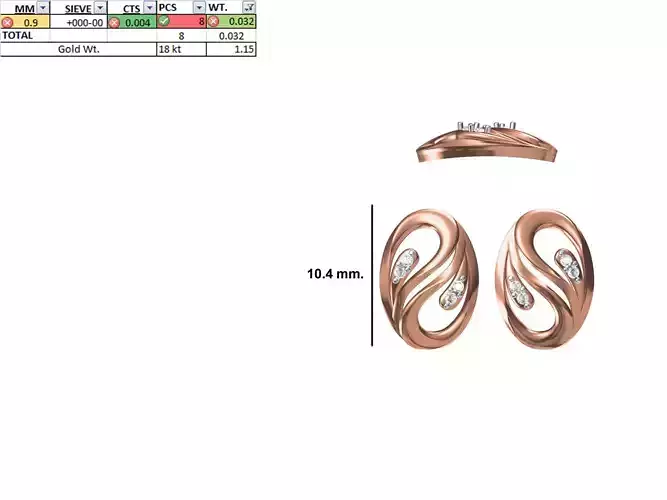 Women Diamond Earring STL OBJ FBX JCD Details