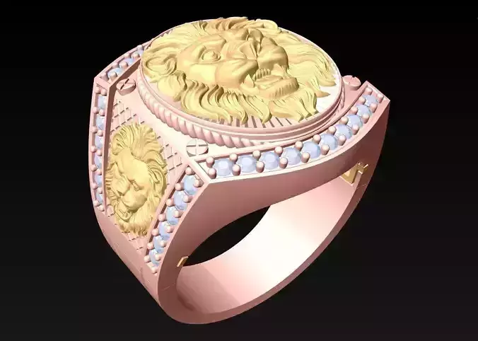 Lion Ring - Mens Rings - N1018 3D print model