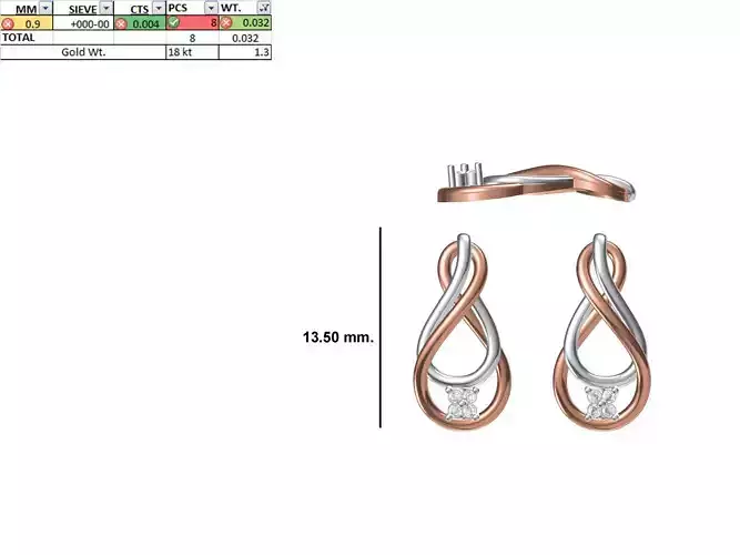 Women Diamond Earring STL OBJ FBX JCD Details