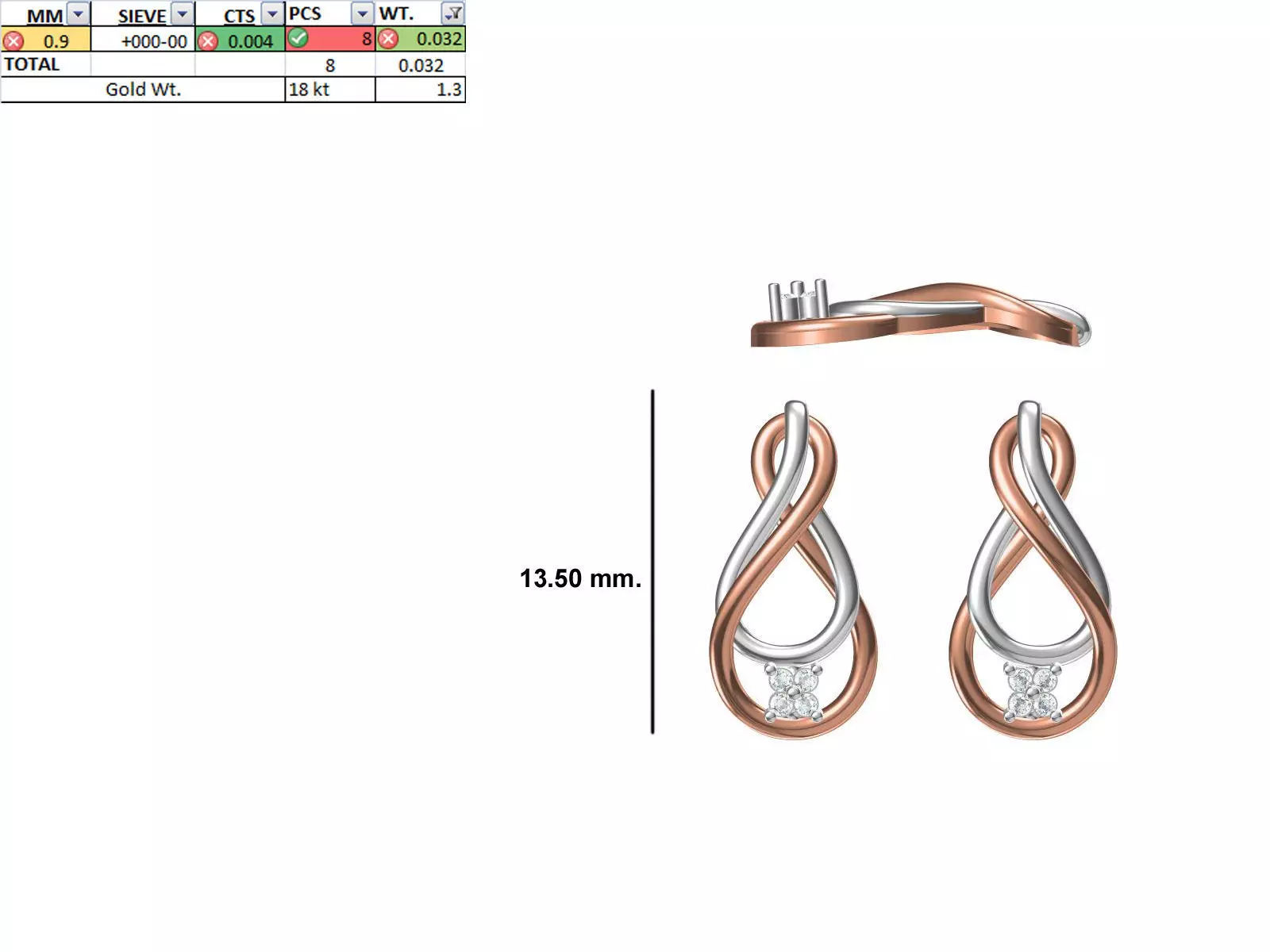 Women Diamond Earring STL OBJ FBX JCD Details 3D print model_0