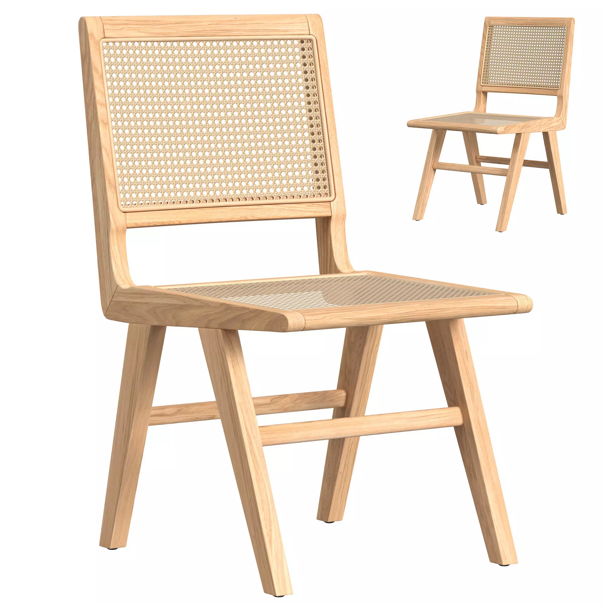 Natural Atticus Solid Wood Side Chair 3D model