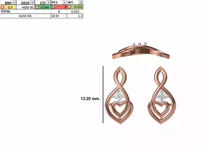 Women Diamond Earring STL OBJ FBX JCD Details