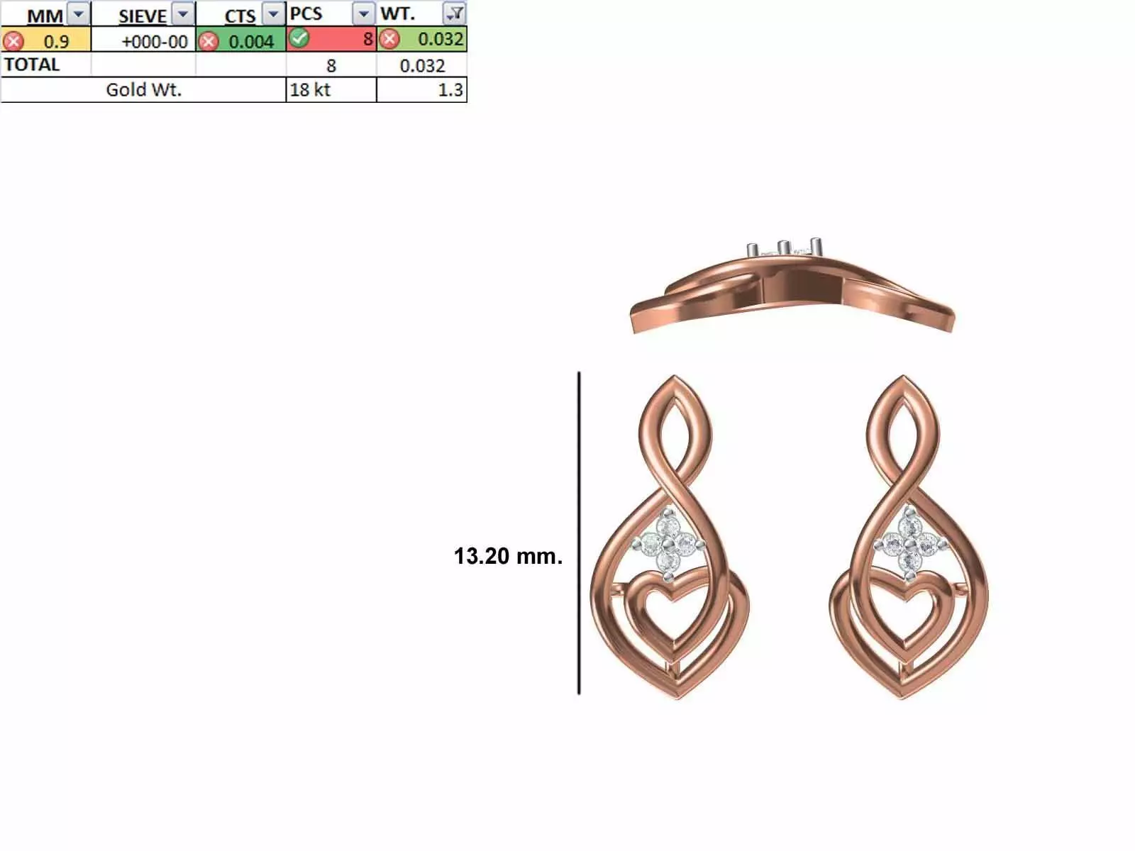 Women Diamond Earring STL OBJ FBX JCD Details 3D print model_0