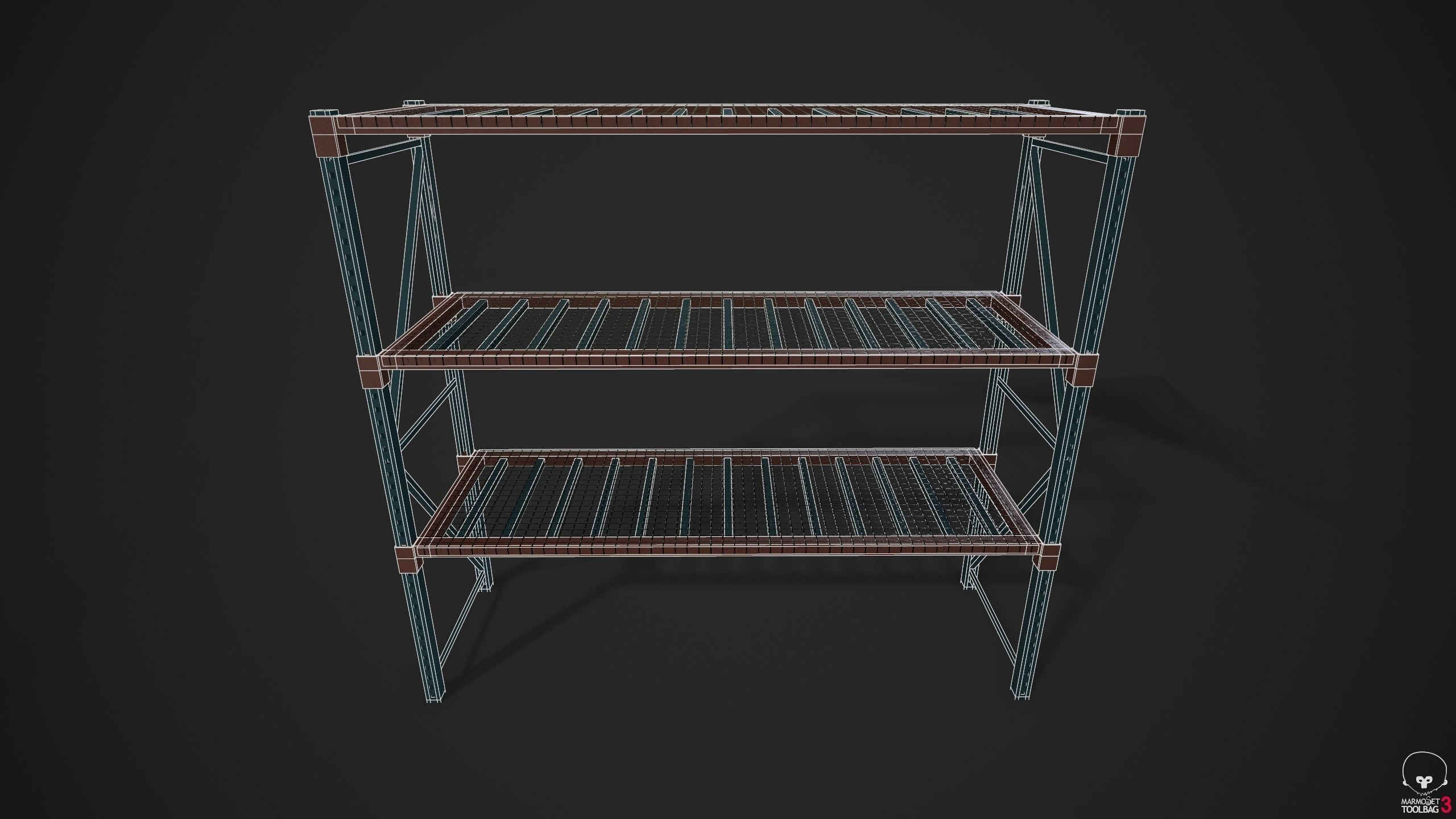 Industrial Shelving Unit Low-poly 3D model_7