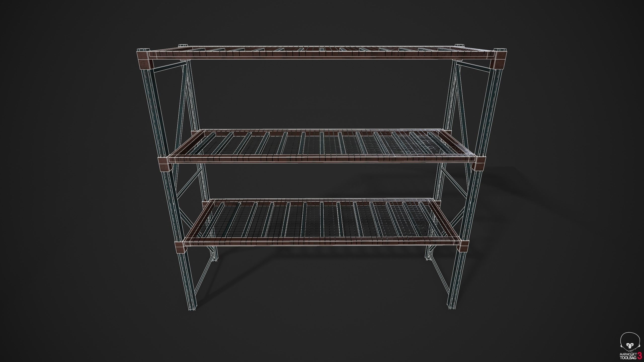 Industrial Shelving Unit Low-poly 3D model_3