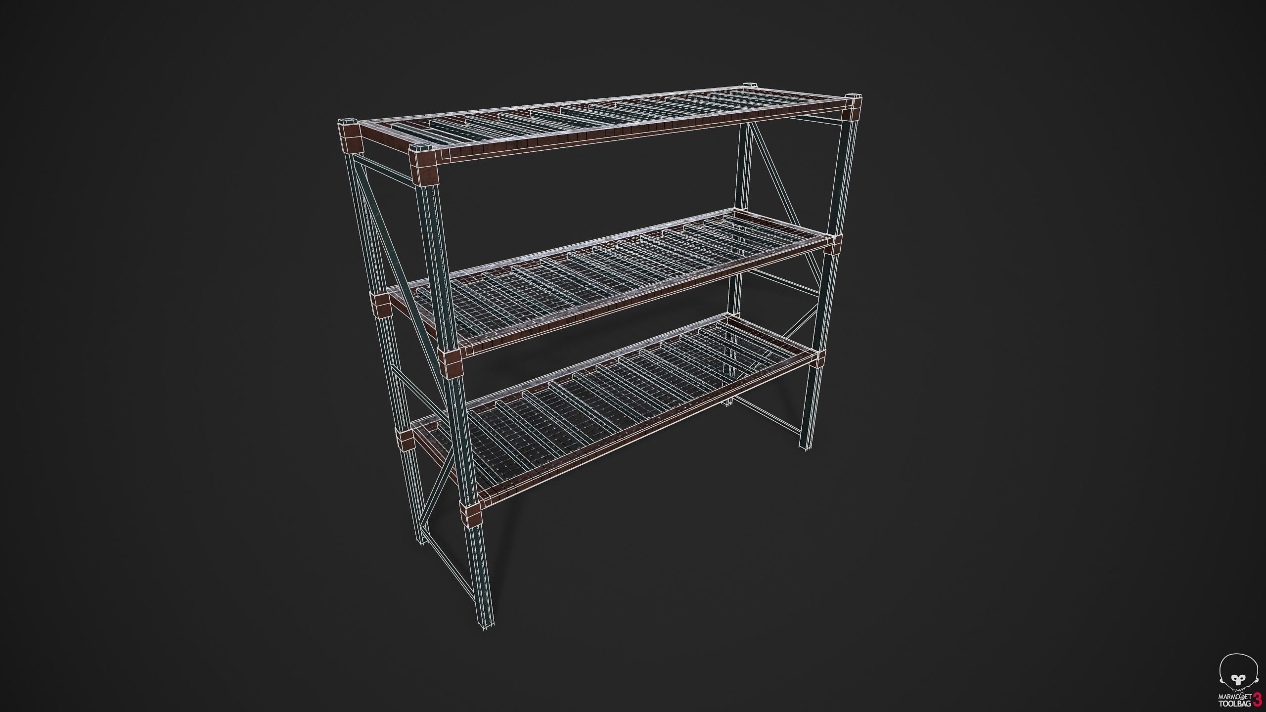 Industrial Shelving Unit Low-poly 3D model_5