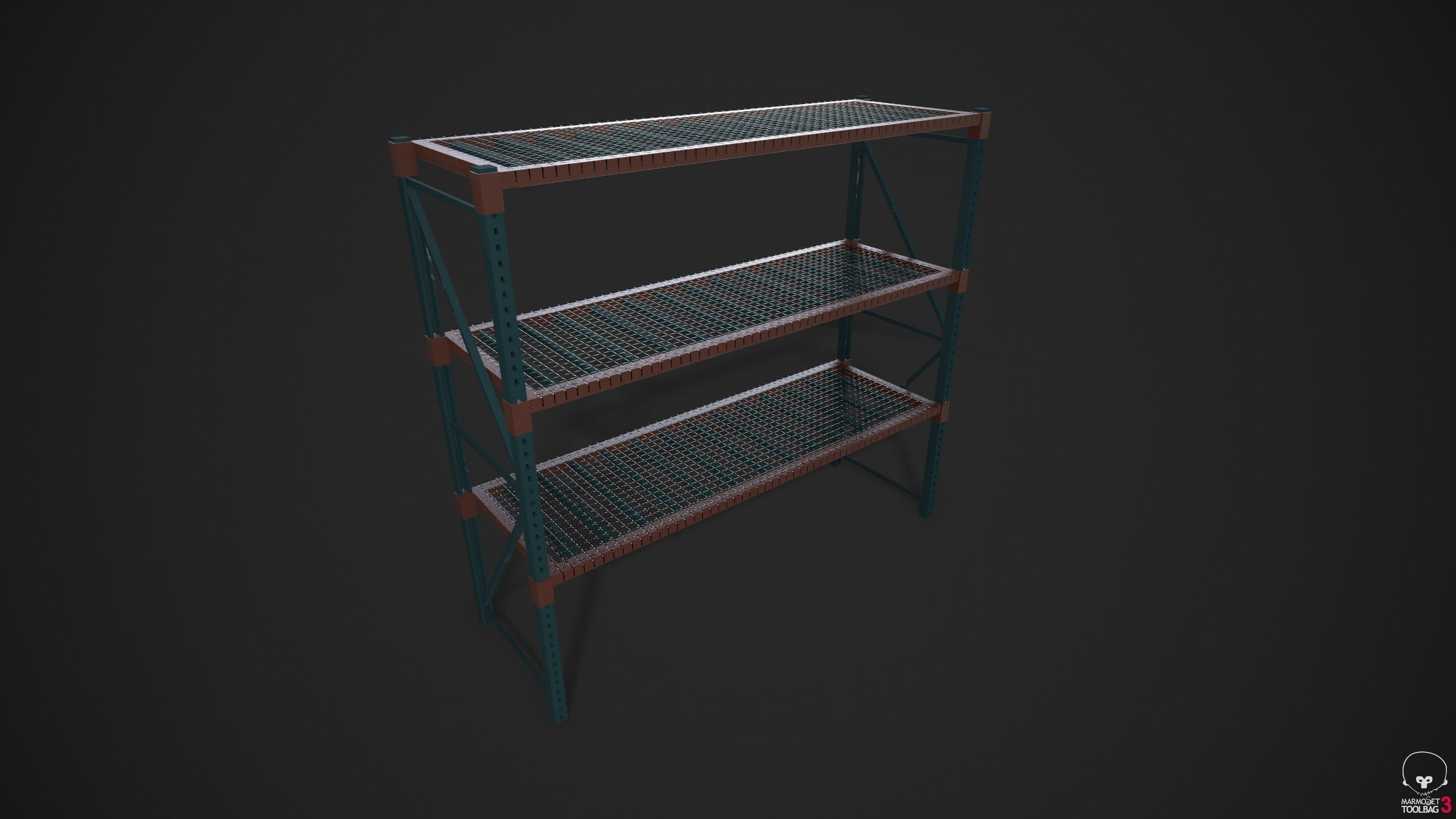 Industrial Shelving Unit Low-poly 3D model_8