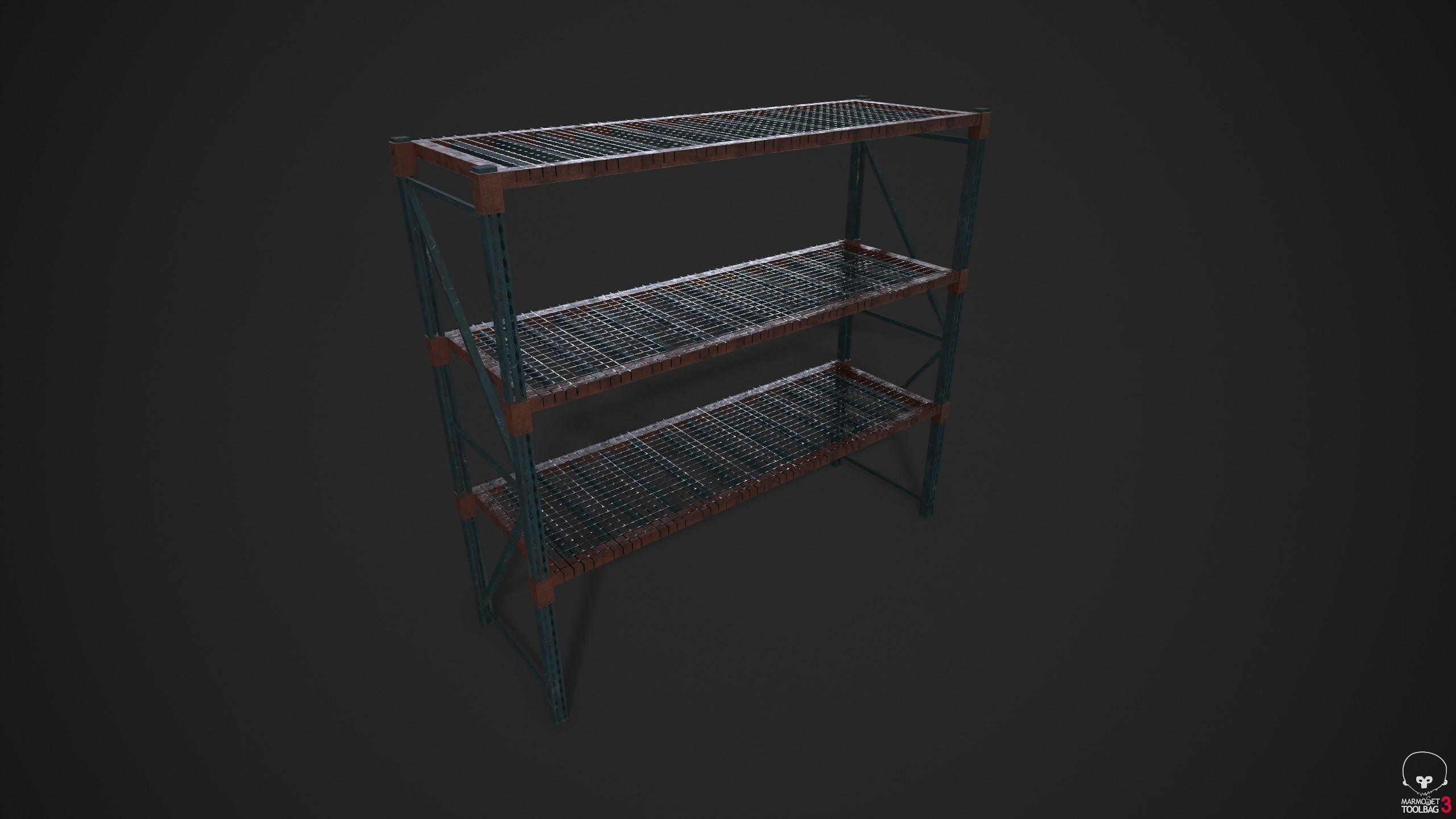 Industrial Shelving Unit Low-poly 3D model_4