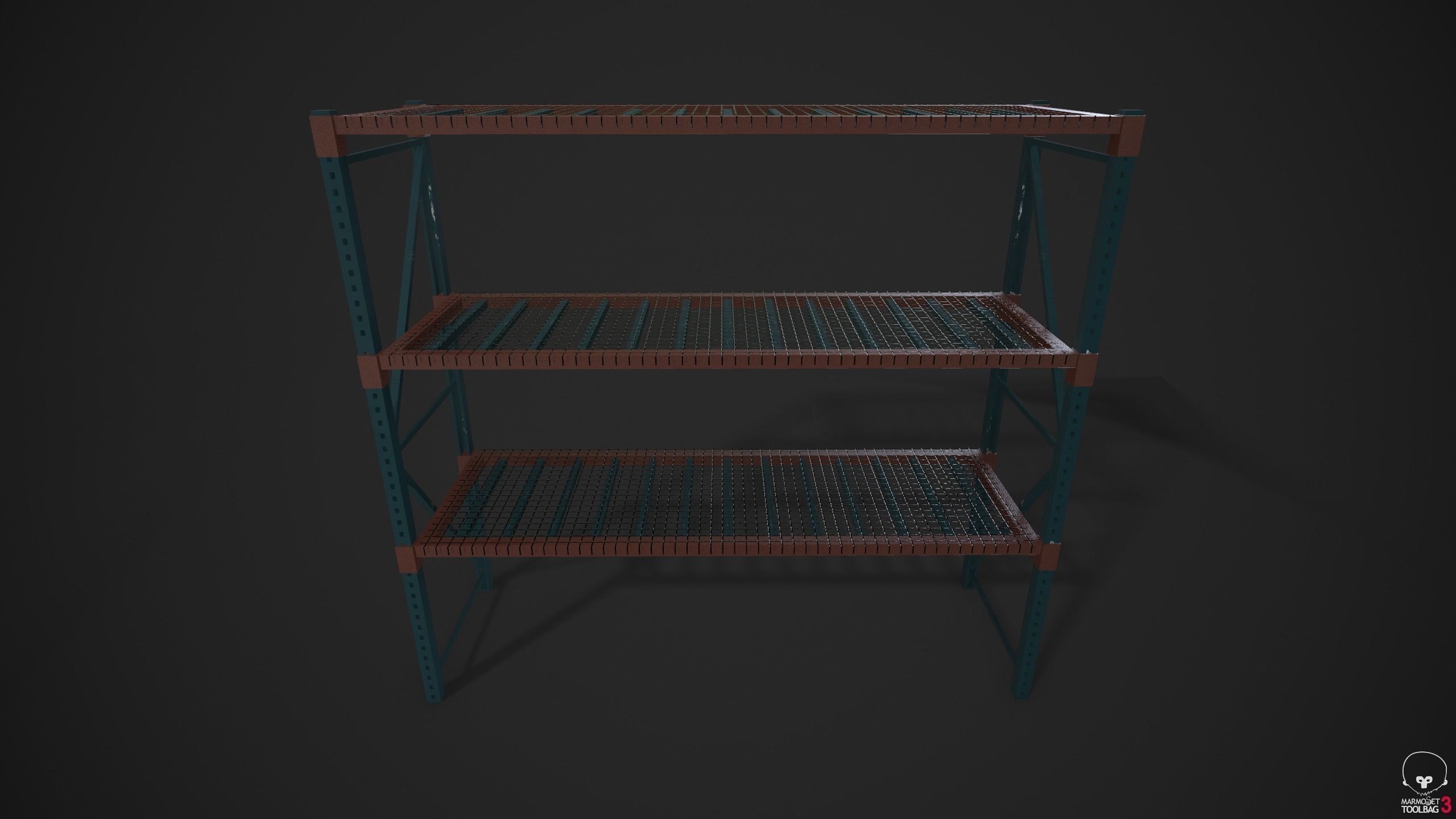 Industrial Shelving Unit Low-poly 3D model_6