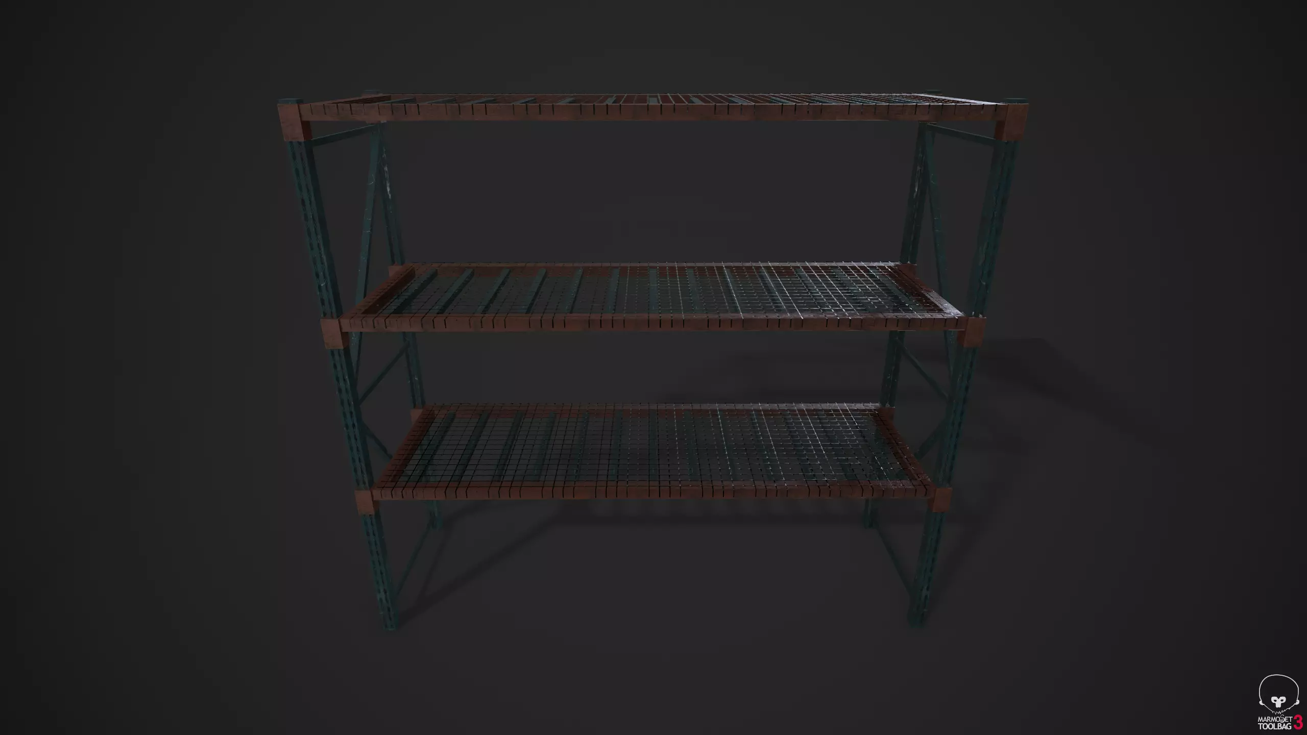 Industrial Shelving Unit Low-poly 3D model_0