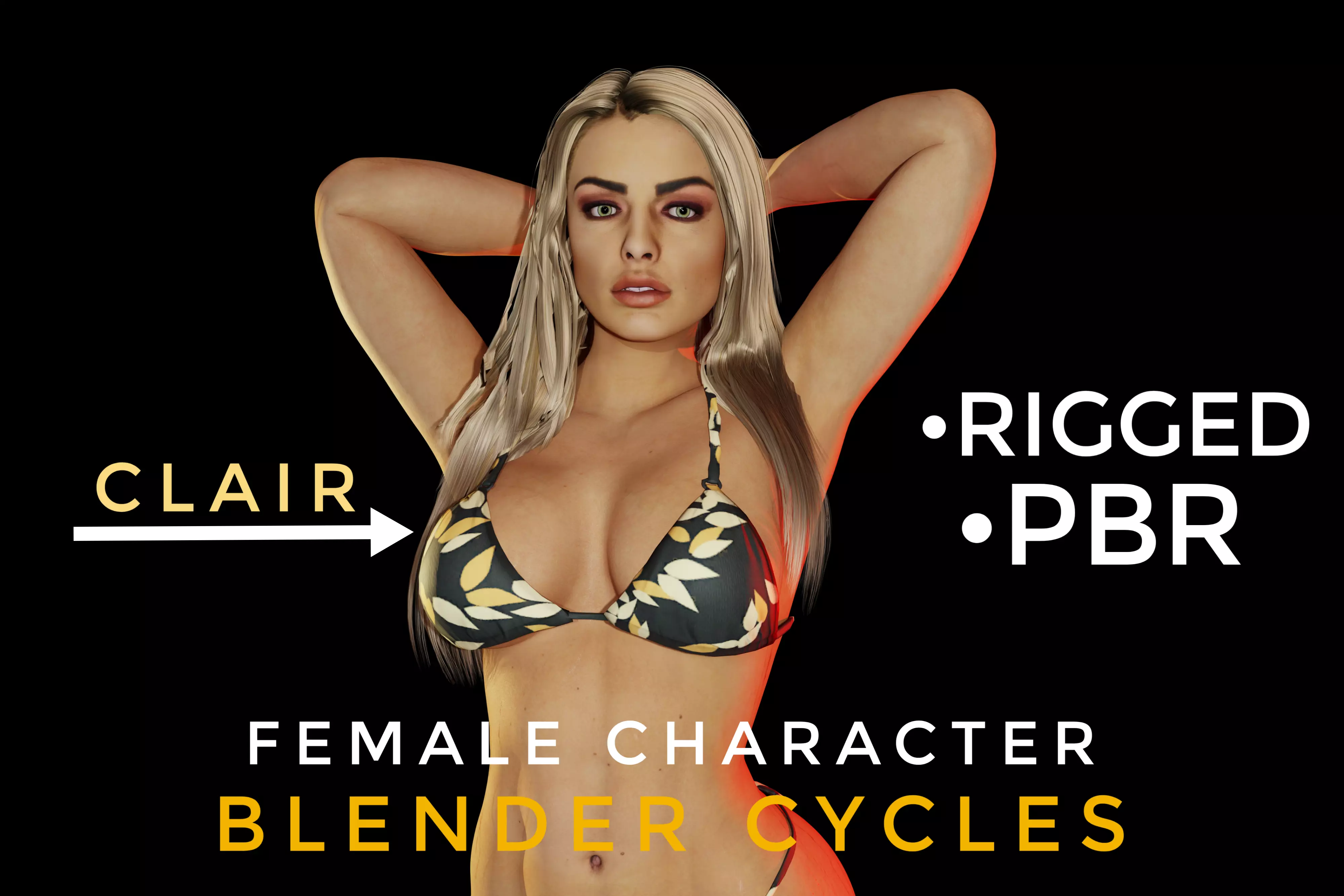 CLAIR - Realistic Female Character Low-poly 3D model_0