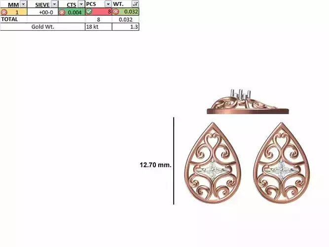 Women Diamond Earring STL OBJ FBX JCD Details