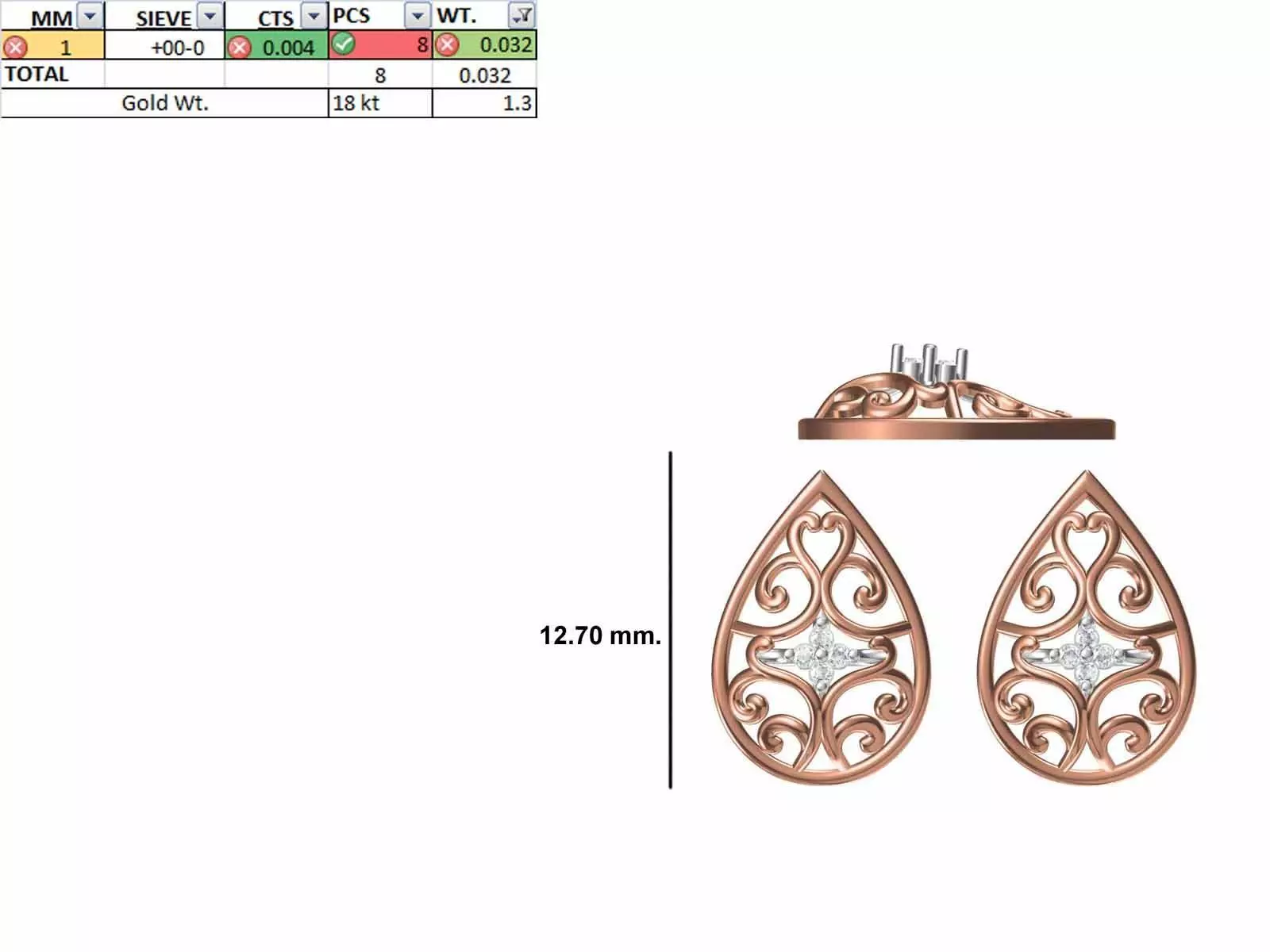 Women Diamond Earring STL OBJ FBX JCD Details 3D print model_0