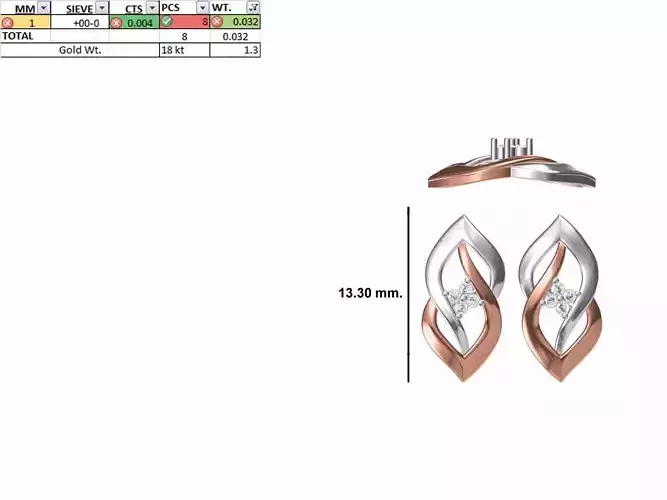 Women Diamond Earring STL OBJ FBX JCD Details