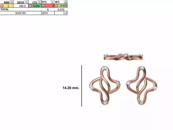 Women Diamond Earring STL OBJ FBX JCD Details