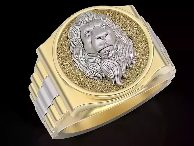 Lion tiger  watch Man Ring silver gold printable jewelry