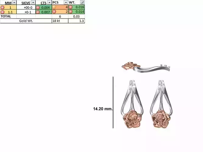 Women Diamond Earring STL OBJ FBX JCD Details