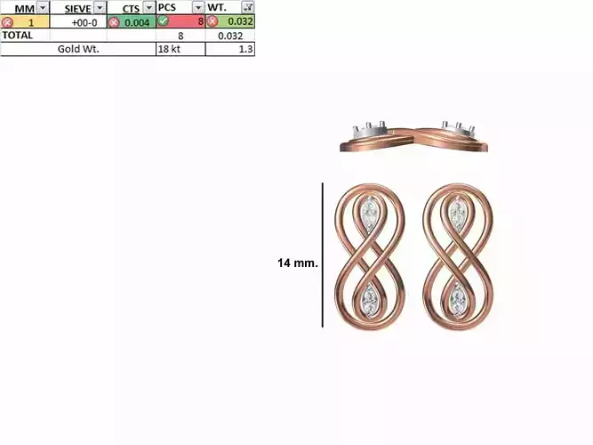 Women Diamond Earring STL OBJ FBX JCD Details