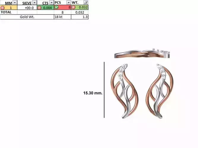 Women Diamond Earring STL OBJ FBX JCD Details