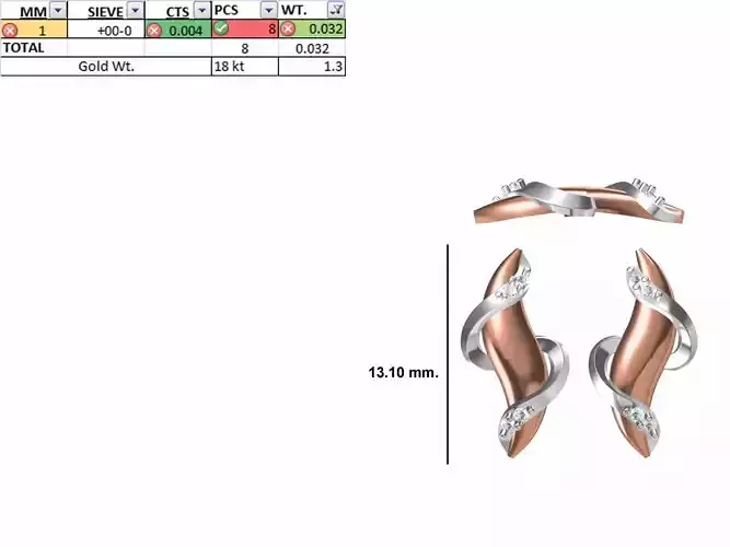 Women Diamond Earring STL OBJ FBX JCD Details