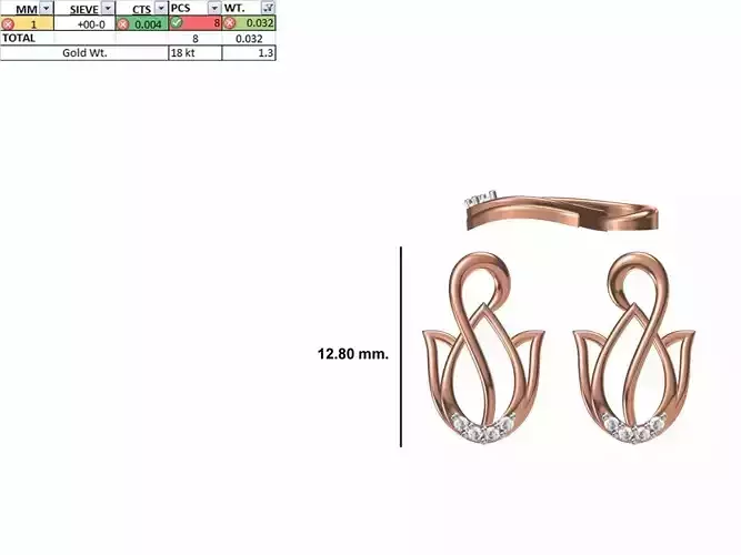 Women Diamond Earring STL OBJ FBX JCD Details