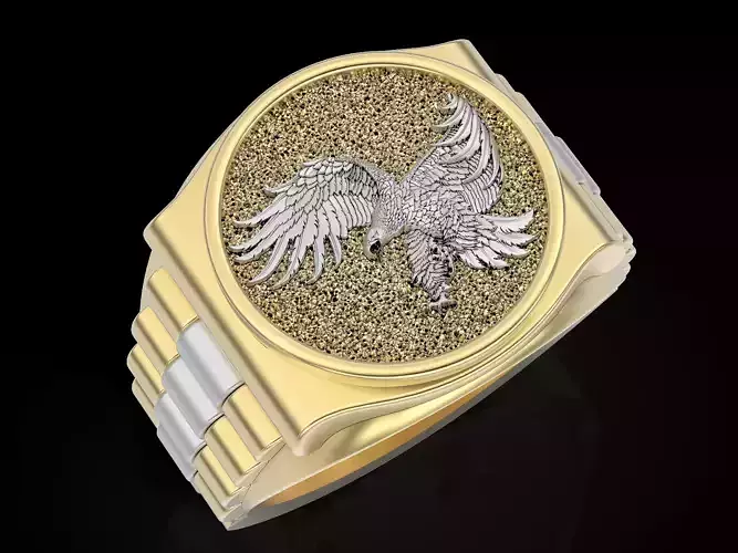 Eagle watch Man Ring silver gold printable jewelry