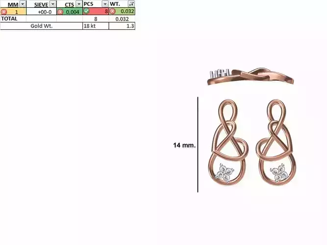 Women Diamond Earring STL OBJ FBX JCD Details