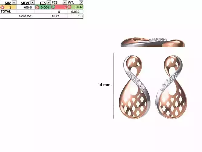 Women Diamond Earring STL OBJ FBX JCD Details