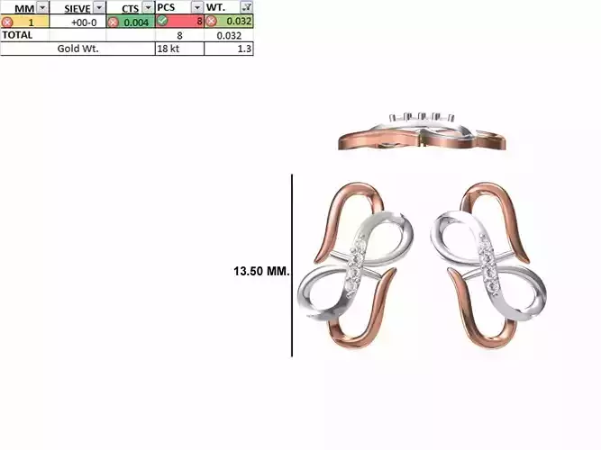 Women Diamond Heart Earring STL OBJ FBX JCD Details