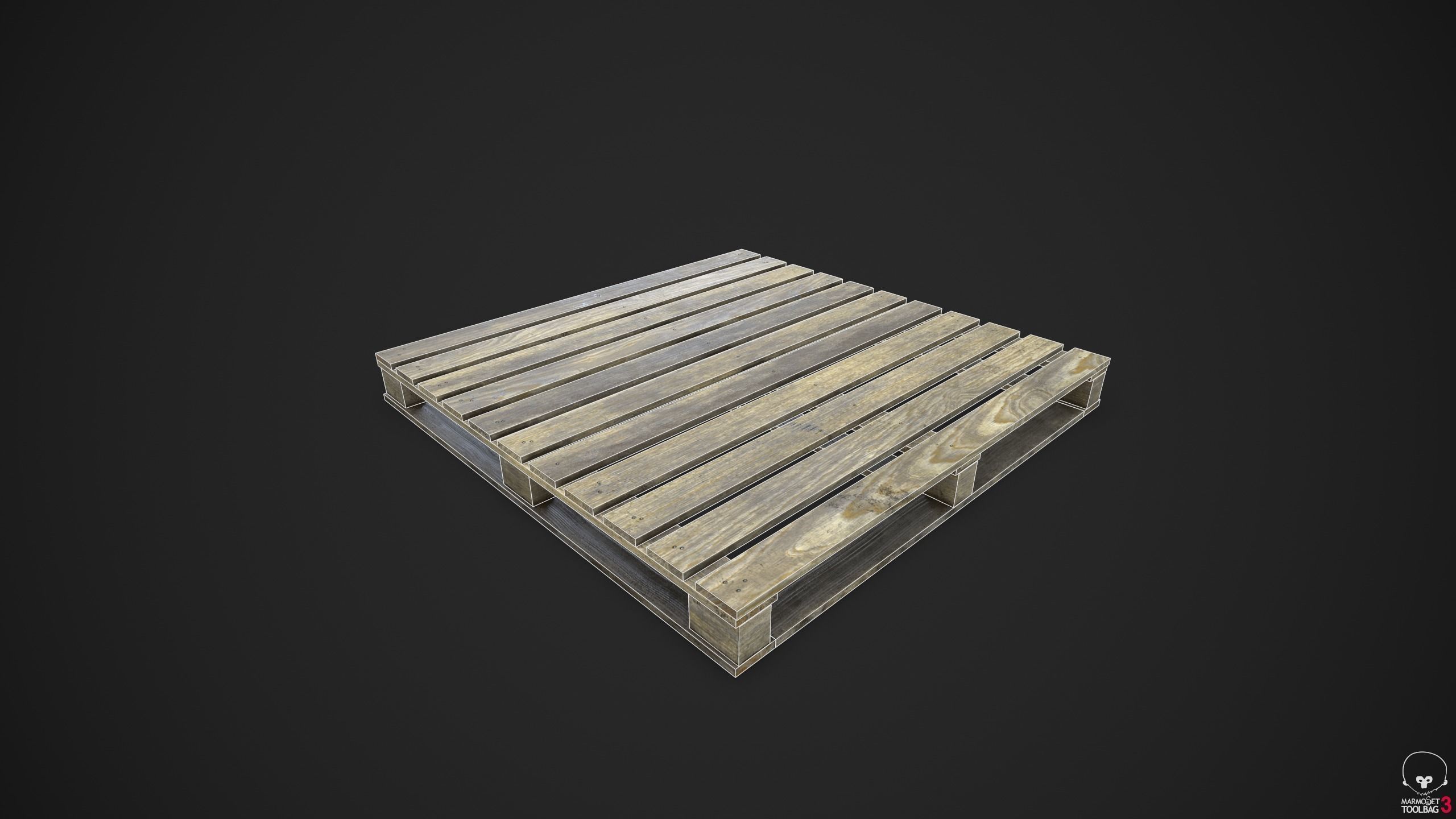 Wooden Pallet Low-poly 3D model_4