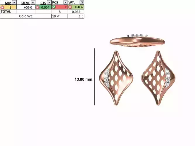 Women Diamond Earring STL OBJ FBX JCD Details