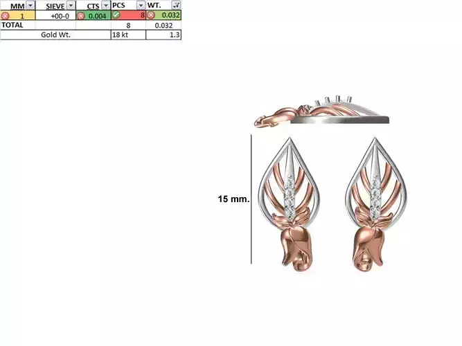 Women Diamond Earring STL OBJ FBX JCD Details