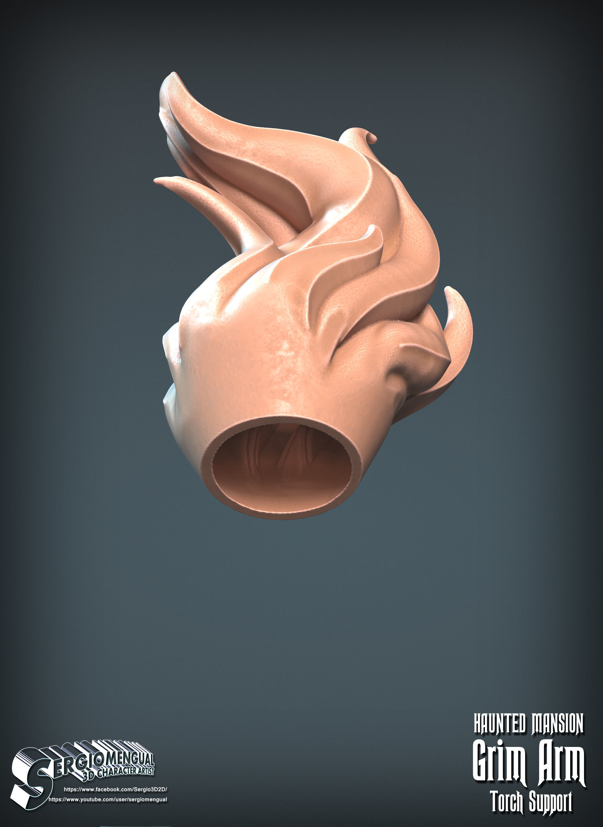 Haunted Mansion Grim Arm Torch Support 3D Printable Sculpture 3D print model_22