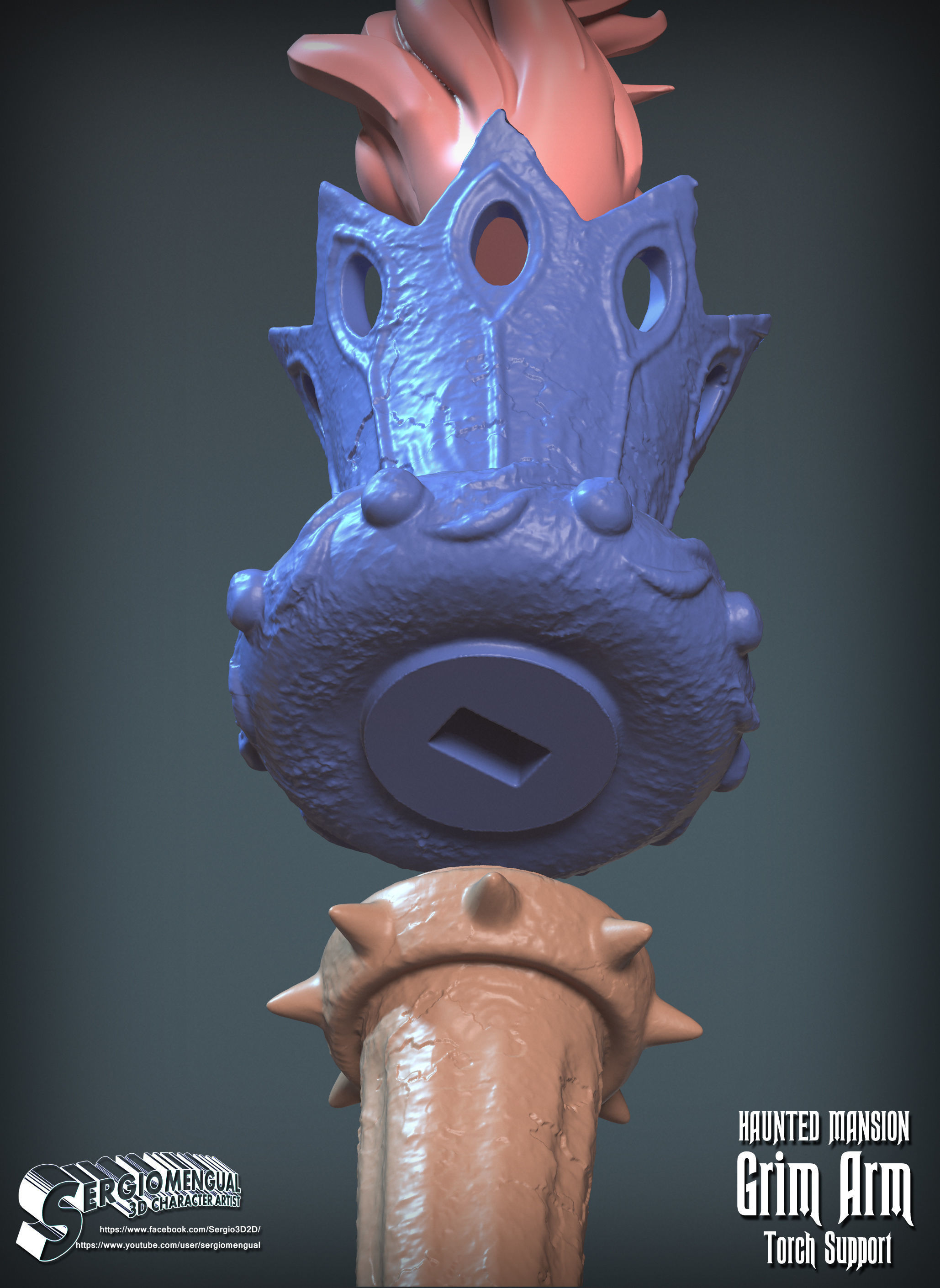 Haunted Mansion Grim Arm Torch Support 3D Printable Sculpture 3D print model_18