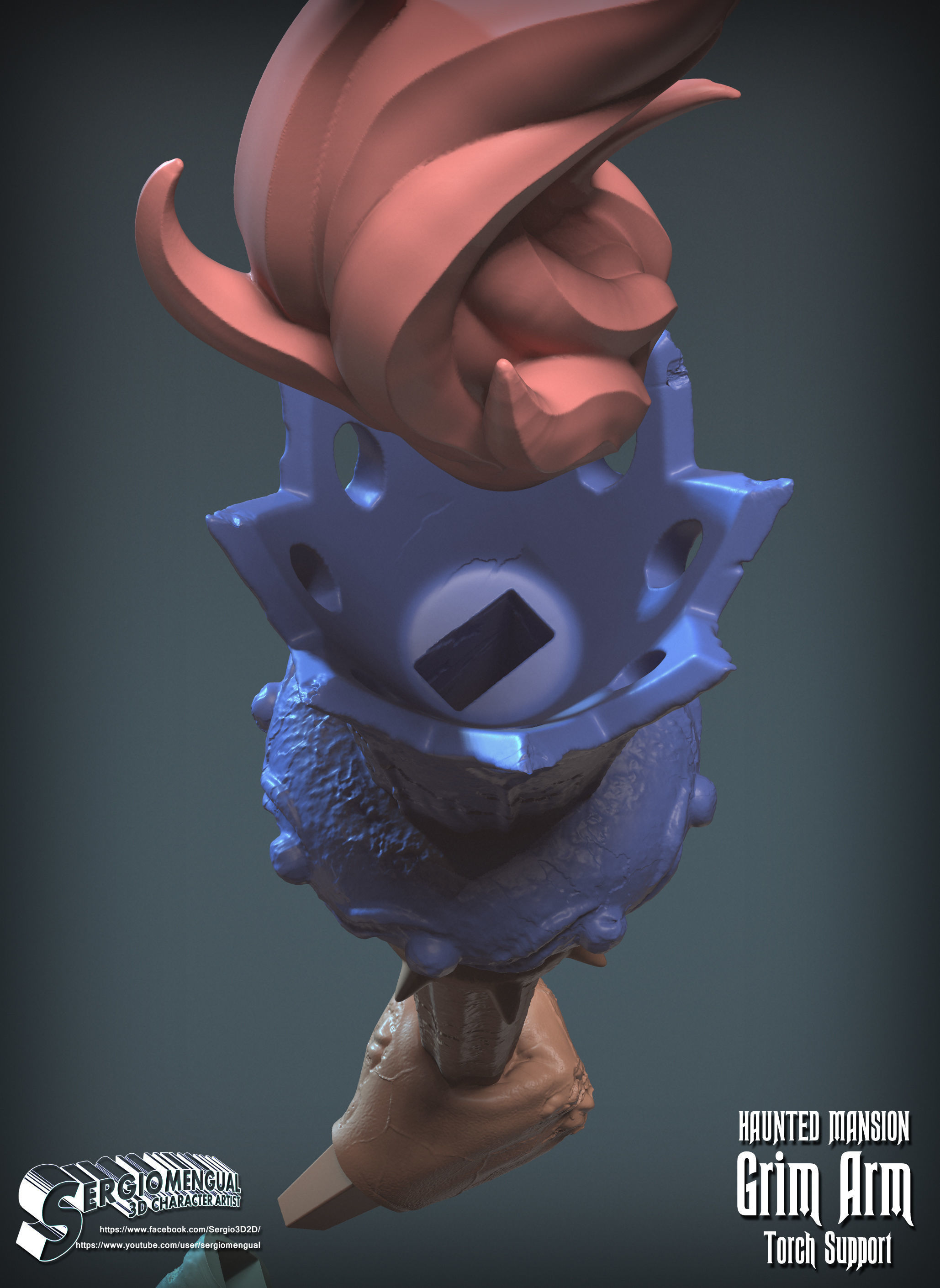 Haunted Mansion Grim Arm Torch Support 3D Printable Sculpture 3D print model_19