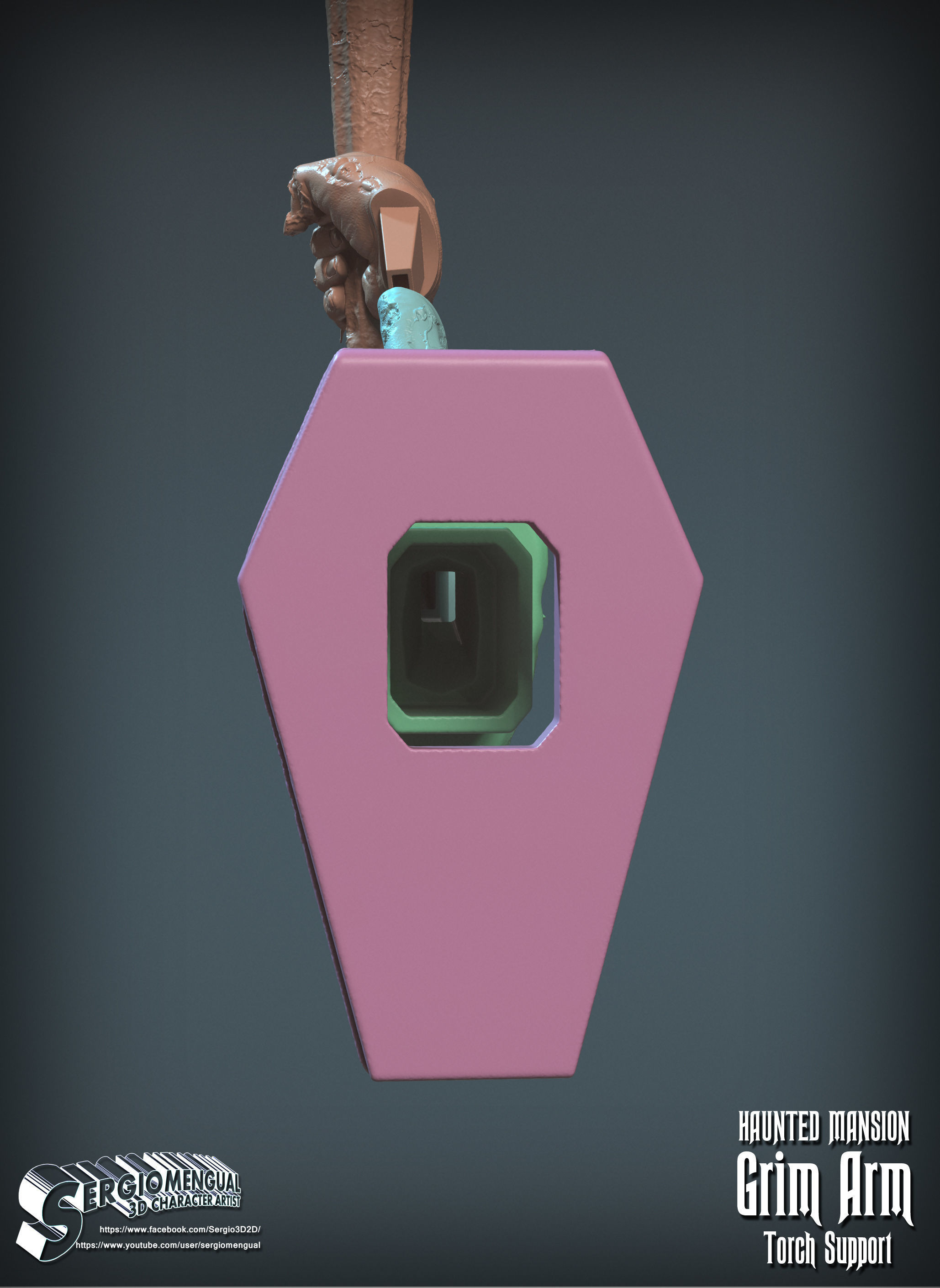Haunted Mansion Grim Arm Torch Support 3D Printable Sculpture 3D print model_15