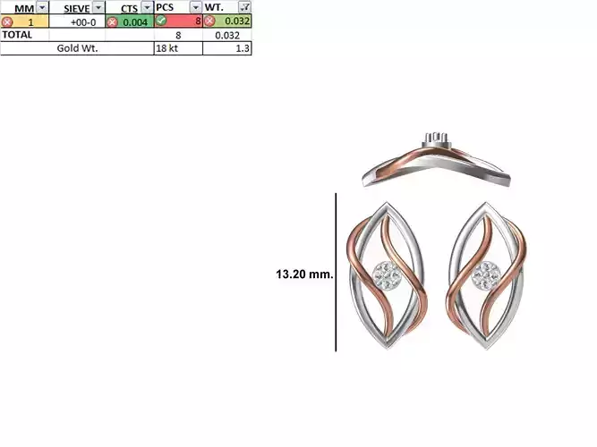 Women Diamond Earring STL OBJ FBX JCD Details