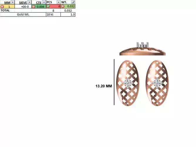 Women Diamond Earring STL OBJ FBX JCD Details