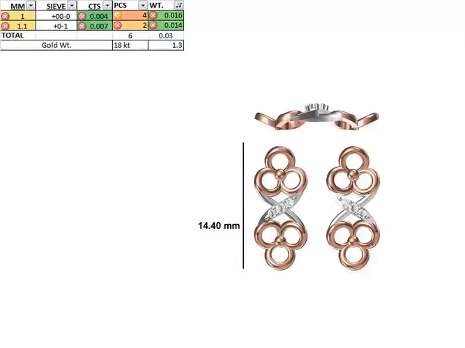 Women Diamond Earring STL OBJ FBX JCD Details