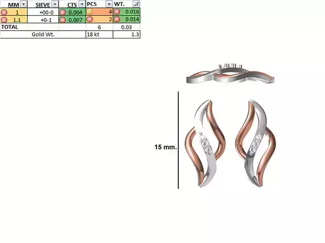 Women Diamond Earring STL OBJ FBX JCD Details